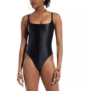 🆕 REEBOK x Cardi B Women's Scoop-Neck Corset-Fit Bodysuit SZ XS HI-SHINE